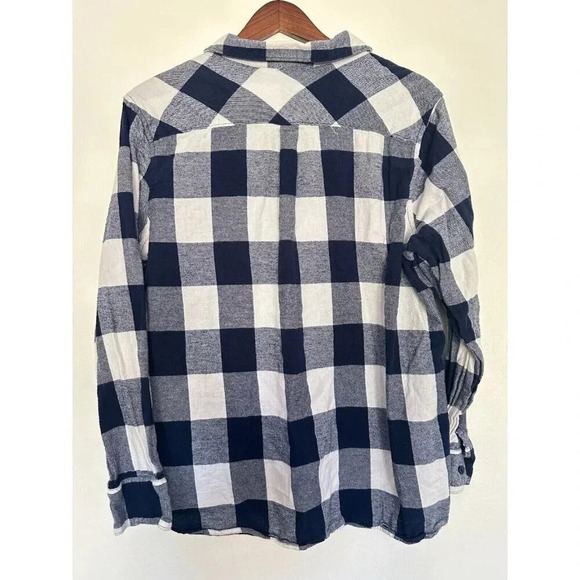 Women's Woolrich Blue White Plaid Button Down 2X Flannel XXL - Picture 2 of 3